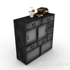 黑色存储柜3d模型下载