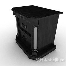 黑色木质厅柜3d模型下载