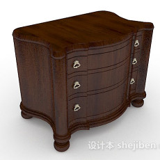 木质棕色床头柜3d模型下载