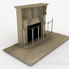 石材壁炉3d模型下载