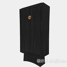黑色木质衣柜3d模型下载