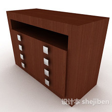 棕色木质玄关柜3d模型下载