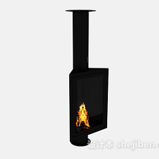 黑色壁炉3d模型下载