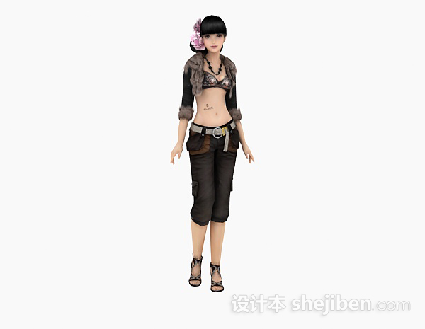 游戏人物女性人体模型3d模型下载