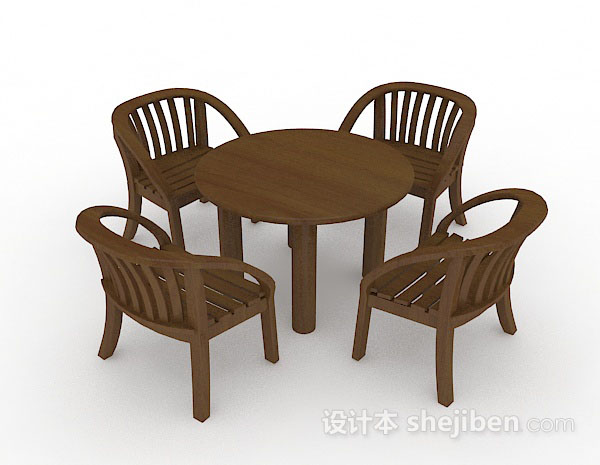 木质棕色桌椅组合