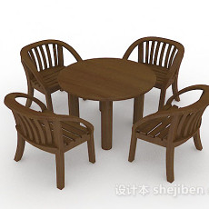 木质棕色桌椅组合3d模型下载