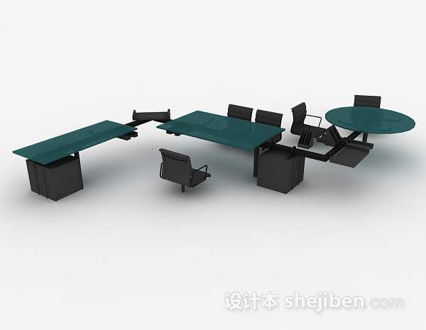 免费办公桌椅组合3d模型下载