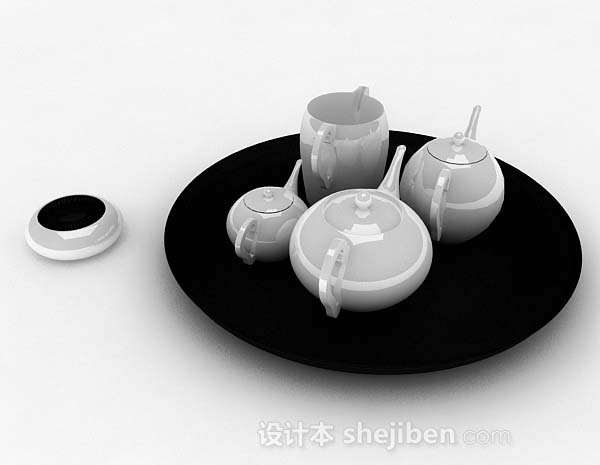 设计本简约茶具3d模型下载
