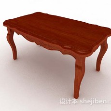 红棕色木质餐桌3d模型下载