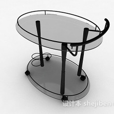 椭圆形玻璃移动餐桌3d模型下载