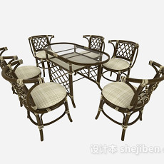 东南亚餐桌椅3d模型下载