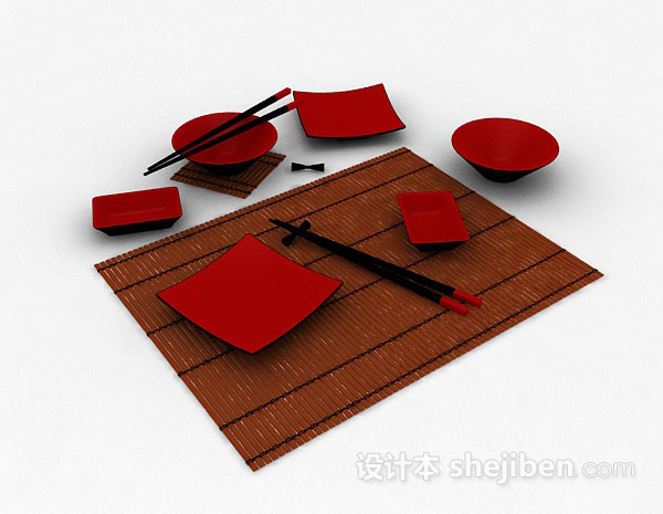 日式餐具3d模型下载