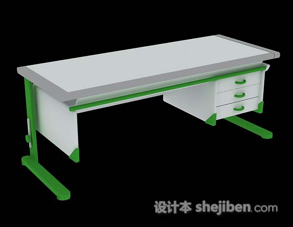 绿色简单办公桌3d模型下载