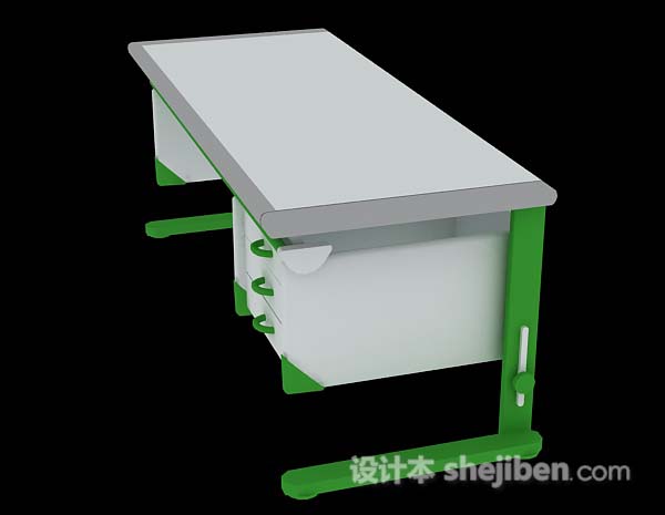 免费绿色简单办公桌3d模型下载