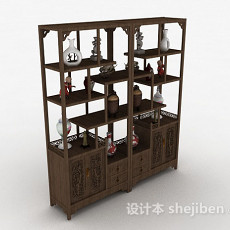中式木质展示柜架3d模型下载