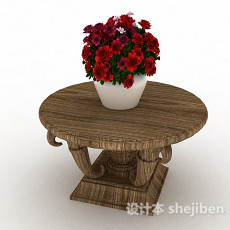 棕色木质摆设桌3d模型下载