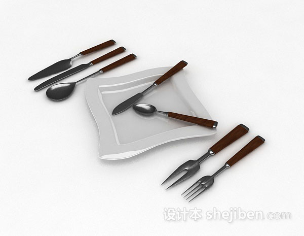 现代风格刀叉餐具3d模型下载