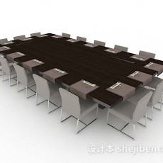 木质长会议桌3d模型下载