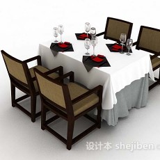 简单餐厅餐桌椅3d模型下载