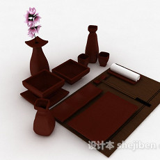 日式木质餐具3d模型下载