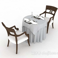 木质餐桌椅3d模型下载