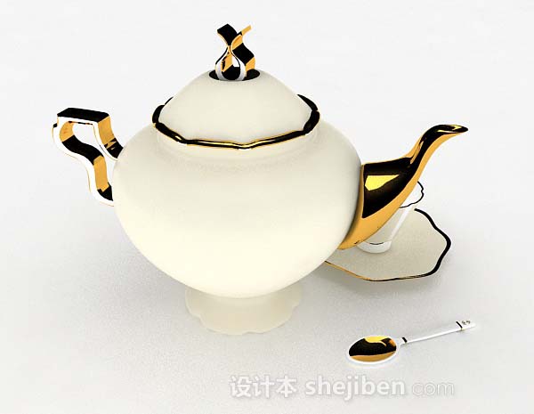 设计本欧式黄色茶具3d模型下载