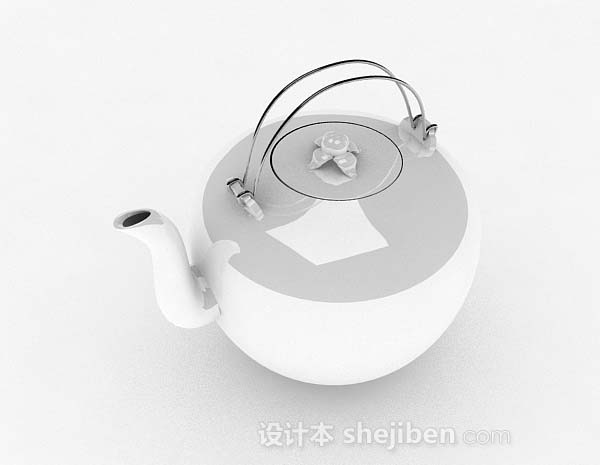 白色茶壶3d模型下载