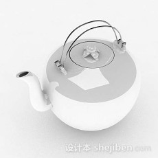 白色茶壶3d模型下载