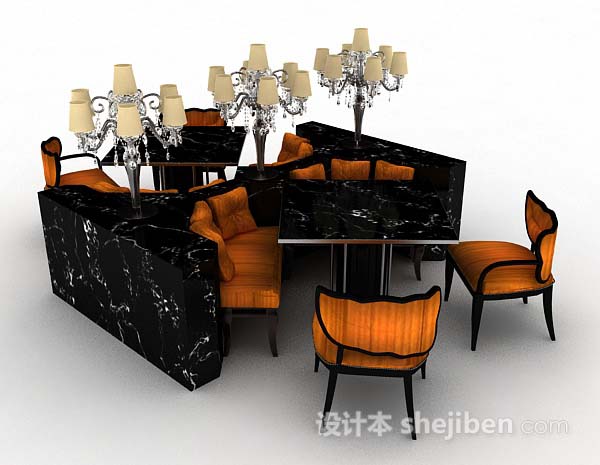 黑色餐厅餐桌椅