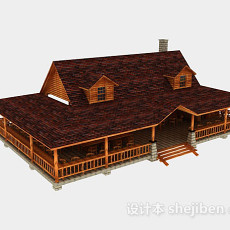 田园木质房屋3d模型下载