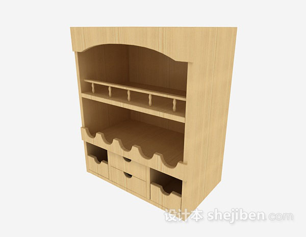黄色木质家居柜子3d模型下载