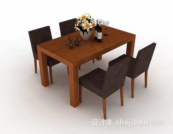 棕色木质简约餐桌