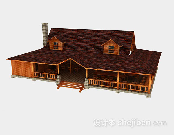 免费田园木质房屋3d模型下载