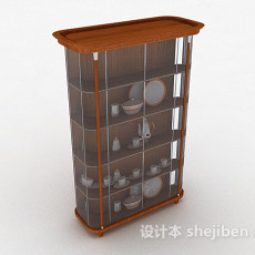 棕色木质展示柜3d模型下载