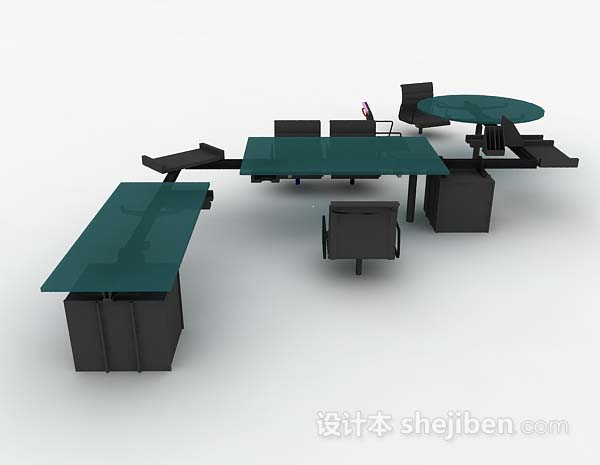 设计本办公桌椅组合3d模型下载