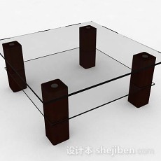 方形双层玻璃茶几3d模型下载