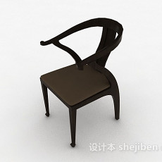 简约深棕色木质家居椅3d模型下载