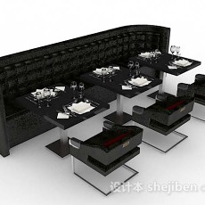 餐厅黑色餐桌椅3d模型下载