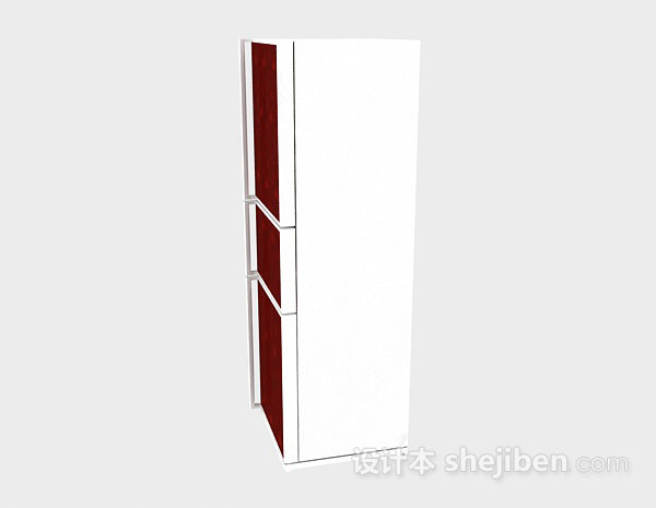 设计本红色三门冰箱3d模型下载