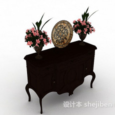 中式棕色装饰厅柜3d模型下载