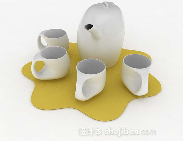 设计本个性白色茶具3d模型下载