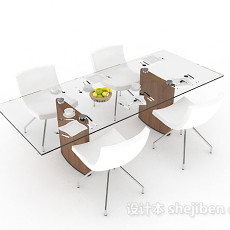 现代简约桌椅组合3d模型下载