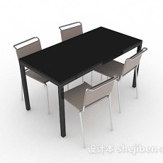 简约黑色餐桌椅3d模型下载