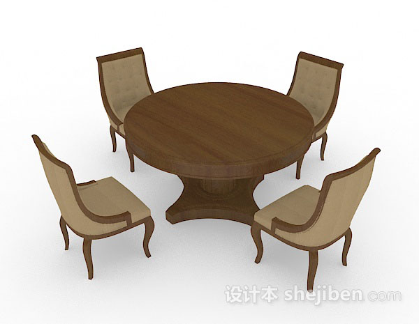 棕色木质桌椅组合
