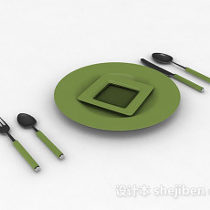 绿色餐具3d模型下载