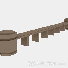 棕色木质栏杆3d模型下载