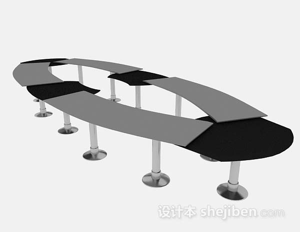 设计本灰色会议桌3d模型下载