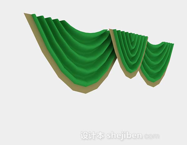 免费绿色窗帘幔3d模型下载