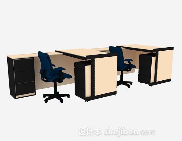 黄色办公桌椅3d模型下载