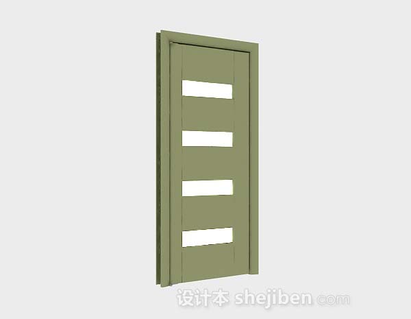 现代风格绿色木质家居门3d模型下载